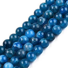 Honeyhandy Natural Apatite Beads Strands, Round, 6x6mm, Hole: 1mm, about 62pcs/strand, 15.5 inch