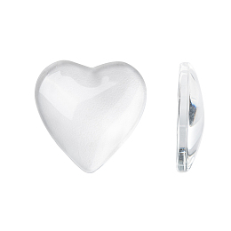 Honeyhandy Transparent Glass Heart Cabochons, Clear, 20x20x5~6mm