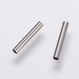 Honeyhandy 304 Stainless Steel Tube Beads, Stainless Steel Color, 10x1.5mm, Hole: 1mm