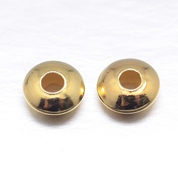 Honeyhandy Real 18K Gold Plated Flat Round 925 Sterling Silver Spacer Beads, Golden, 5x2.5mm, Hole: 1.6mm