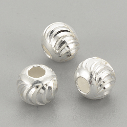 Honeyhandy 925 Sterling Silver Beads, Round, Silver, 4x3.5mm, Hole: 1.5mm