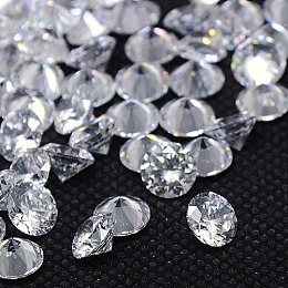 Honeyhandy Diamond Shape Grade AAA Cubic Zirconia Cabochons, Faceted, Clear, 4mm