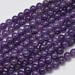 Honeyhandy Natural Amethyst Round Bead Strands, 8mm, Hole: 1mm, about 46pcs/strand, 15.5 inch