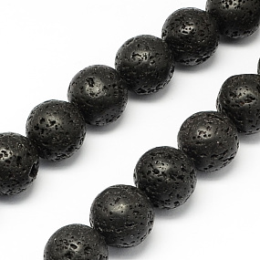 Honeyhandy Natural Lava Rock Stone Beads Strands, Round, 12mm, Hole: 1.2mm, about 32pcs/strand
