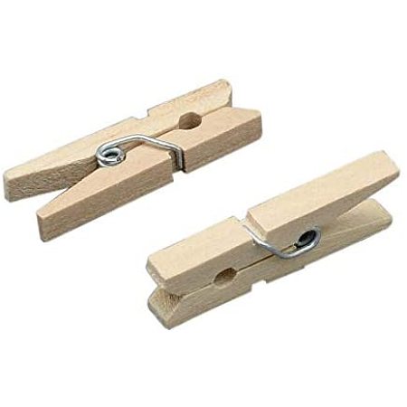 BUMOS Wooden Mini Clothespin Photo Paper Peg Pin Craft Clips with Twine Pack of 20 HC16 