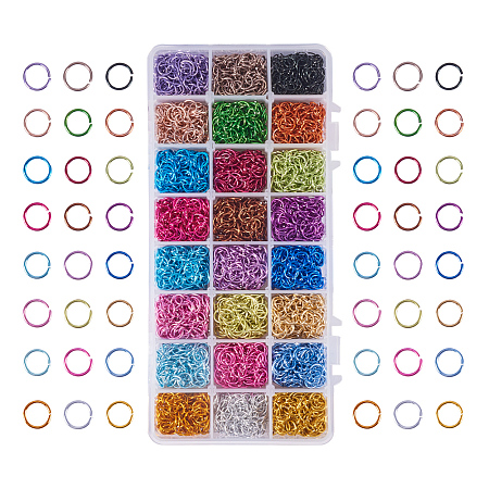 PandaHall Elite 8x1mm 1 Box (about 2640PCS) 24 Color Aluminum Wire Open Jump Rings for jewelry Making Accessories
