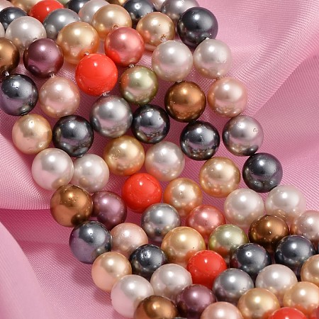 ARRICRAFT Shell Pearl Colorful Beads Strands, Round, Grade AB, Mixed Color, 8mm, Hole: 0.8mm, about 24~25pcs/strand, 7.7 inches(19.75cm)