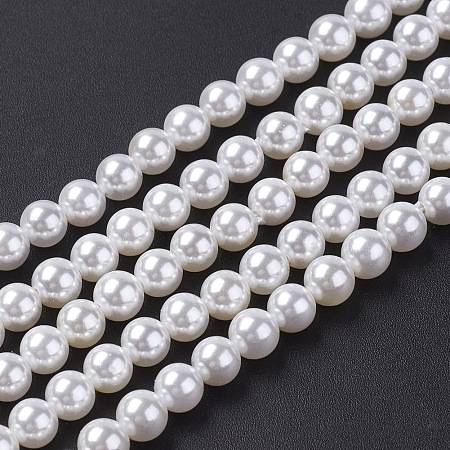 ARRICRAFT Shell Pearl Bead Strands, Grade A, Round, Seashell Color, 3mm, Hole: 0.5mm, about 124pcs/strand, 16 inches