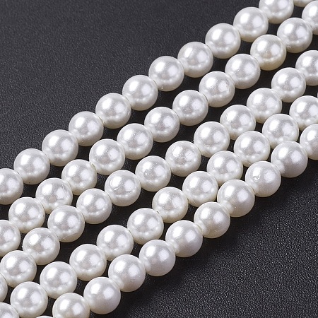 ARRICRAFT Shell Pearl Bead Strands, Grade A, Round, Seashell Color, 4mm, Hole: 0.5mm, about 105pcs/strand, 16 inches
