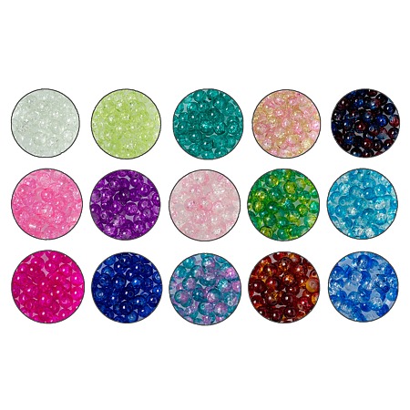 Honeyhandy Spray Painted Crackle Glass Beads, Round, Mixed Color, 4mm, Hole: 1.1~1.3mm, 1500pcs/set