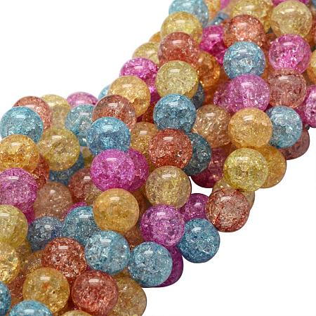 NBEADS 1 Strand (About 105pcs/strand) 4mm Colorful Crackle Glass Round Beads Tiny Dyed Loose Beads for Jewelry Making