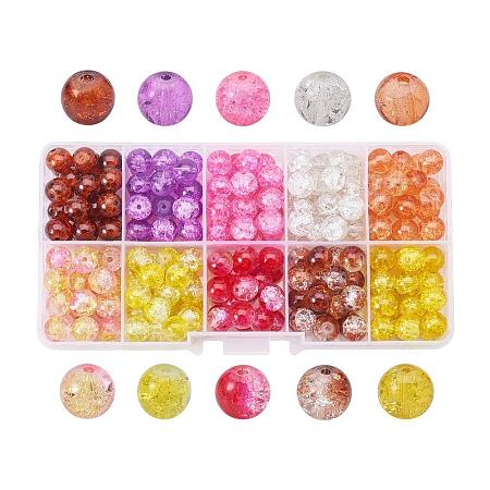 ARRICRAFT 1 Box (about 550pcs) 10 Color Handcrafted Crackle Lampwork Glass Round Beads Assortment 6mm Lot for Jewelry Making