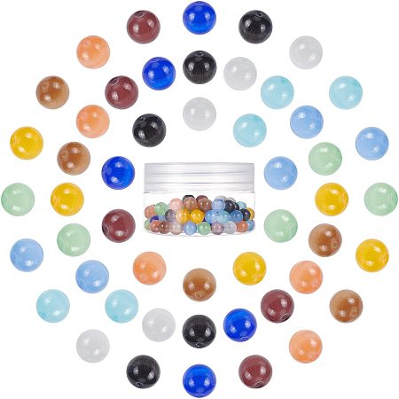 SUNNYCLUE 1 Box 100Pcs 10 Colors Cat Eye Beads 8mm Round Semi Precious Loose Spacer Beads Healing Power Gemstone Glass Bead for Adults DIY Necklace Bracelet Jewellery Making, Mixed Color