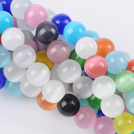 Arricraft Cat Eye Beads, Round, Mixed Color, 8mm, Hole: 1mm, about 15.5 inches/strand, about 49pcs/strand