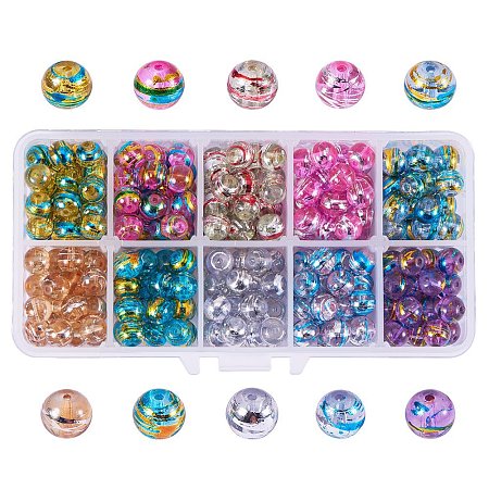 PandaHall Elite 1 Box (about 2200 pcs) 10 Color 4mm Round Baking Painted Drawbench Transparent Glass Beads Assortment Lot for Jewelry Making