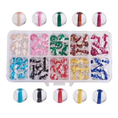 ARRICRAFT 1 Box (About 150pcs) 10 Colors 10mm Center Dyed Spray Painted Glass Beads Assortment Lot for Jewelry Making (Hole: 1.3~1.6mm)
