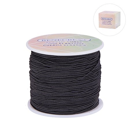 BENECREAT 1mm 100 Yard Elastic Cord Stretch Thread Beading Cord Fabric Crafting String (1mm, Black)