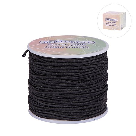 BENECREAT 2mm 50 Yard Elastic Cord Stretch Thread Beading Cord Fabric Crafting String (2mm, Black)
