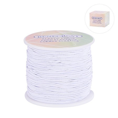 BENECREAT 1mm 100 Yard Elastic Cord Stretch Thread Beading Cord Fabric Crafting String (1mm, White)