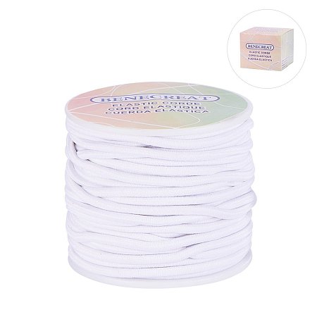 BENECREAT 3mm 20 Yard Elastic Cord Stretch Thread Beading Cord Fabric Crafting String (3mm, White)