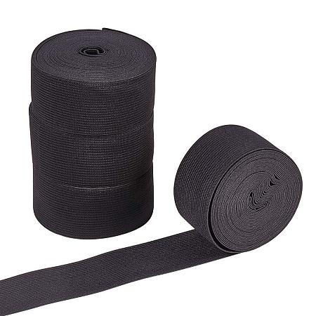 BENECREAT 20 Yards 1.5-Inch Wide Elastic Band Black Heavy Stretch High Elasticity Knit for Sewing(5 Yards/Roll)