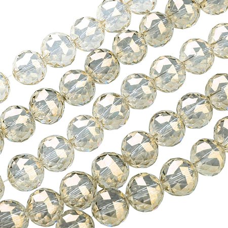 NBEADS 1 Strand 16mm Round LightYellow Crystal Glass Beads Strand about 15pcs/strand 8.6 Inch for Jewelry Making Beads