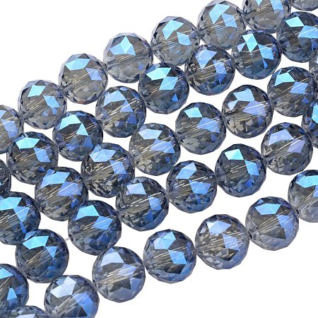 NBEADS 1 Strand Full Rainbow Plated Faceted Round RoyalBlue Electroplate Glass Bead Strands with 20mm,Hole: 2mm,About 12pcs/Strand