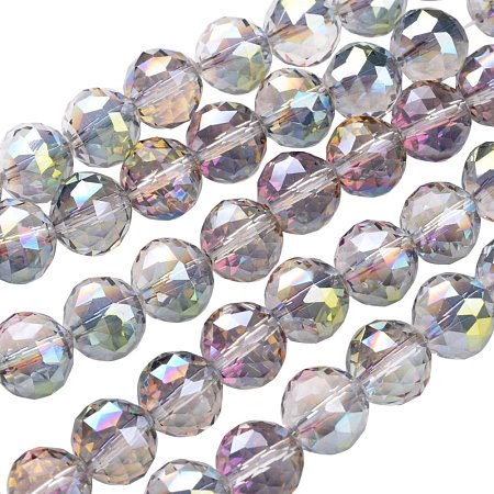 NBEADS 1 Strand Half Green Plated Faceted Round Electroplate Glass Bead Strands with 14mm,Hole: 2mm,About 18pcs/Strand