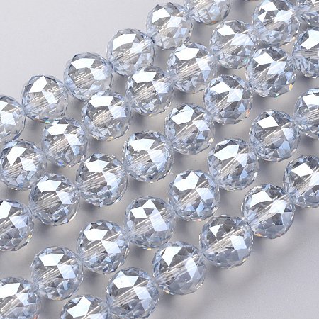 NBEADS 1 Strand Pearl Luster Plated Faceted Drop Electroplate LightBlueAsh Glass Bead Strands with 16mm,Hole:2mm,about 15pcs/strand