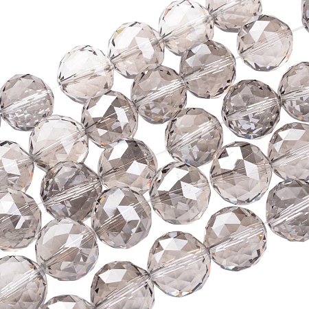 NBEADS 1 Strand Pearl Luster Plated Faceted Drop LightGrey Electroplate Glass Bead Strands with 20mm,Hole: 2mm,about 12pcs/strand