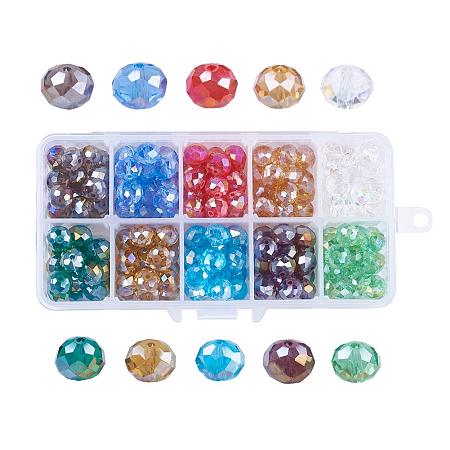 ARRICRAFT 1 Box About 200pcs 10 Colors Plated Faceted Electroplate Round Glass Beads for Necklace Jewelry Making (10x7mm)