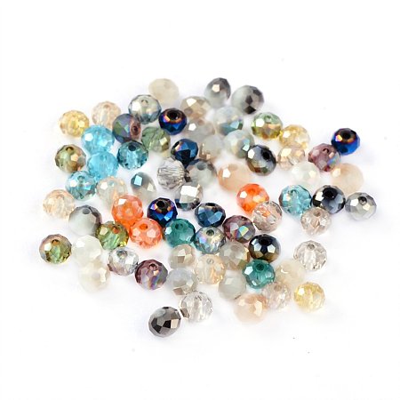 NBEADS 1 Bag Mixed Color Faceted Abacus Electroplate Glass Beads, about 200pcs/bag