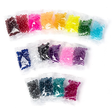 Honeyhandy 18 Colors Transparent Glass Beads, for Beading Jewelry Making, Frosted, Round, Mixed Color, 6mm, Hole: 1.3~1.6mm, about 50pcs/color, 18 Colors, 900pcs/set