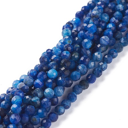 Honeyhandy Natural Kyanite/Cyanite/Disthene Beads Strands, Round, Faceted, 4mm, Hole: 0.8mm, about 93pcs/strand, 15.55inch(39.5cm)