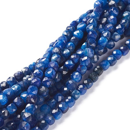 Honeyhandy Natural Kyanite/Cyanite/Disthene Beads Strands, Cube, Faceted, 4x4x4mm, Hole: 0.9mm, about 93pcs/strand, 15.55inch(39.5cm)