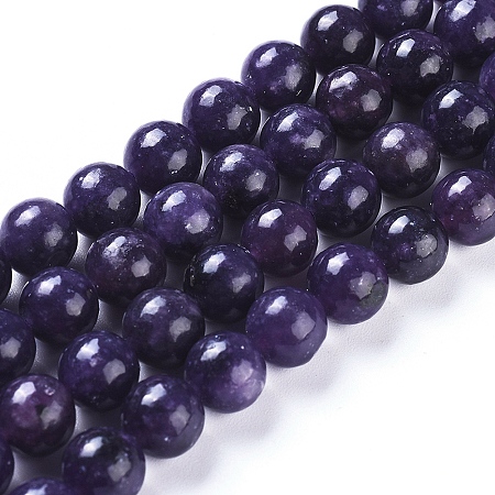 Honeyhandy Natural Lepidolite/Purple Mica Stone Beads Strands, Round, 8mm, Hole: 1.2mm, about 47pcs/strand, 15.55 inch(39.5cm)