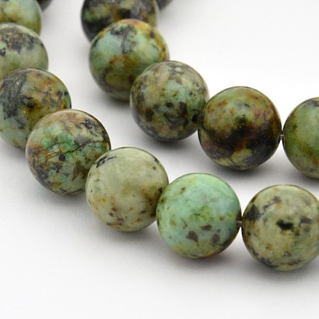 Honeyhandy Round Natural African Turquoise(Jasper) Bead Strands, 10mm, Hole: 1mm, about 40pc/strand, 16 inch