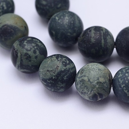 Honeyhandy Natural Kambaba Jasper Beads Strands, Frosted, Round, 8mm, Hole: 1mm, about 48pcs/strand, 15.5 inch