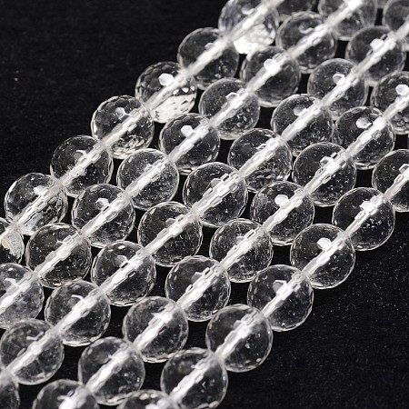 Honeyhandy Natural Crystal Beads Strands, Faceted, Round, 6mm, Hole: 1mm, about 61pcs/strand, 14.9 inch~15.1 inch