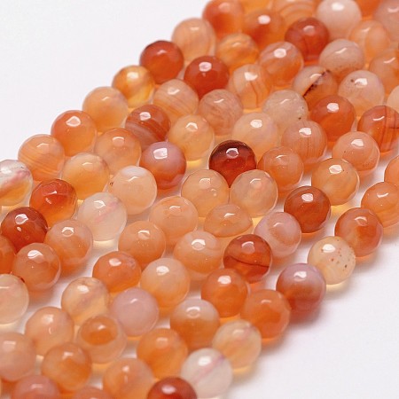 Honeyhandy Natural Carnelian Beads Strands, Faceted, Round, 4mm, Hole: 0.8mm, about 96pcs/strand, 14.9 inch~15.1 inch