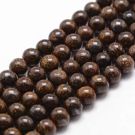 Honeyhandy Natural Bronzite Bead Strands, Round, 10mm, Hole: 1mm,  about 38pcs/strand, 14.9 inch~15.1 inch