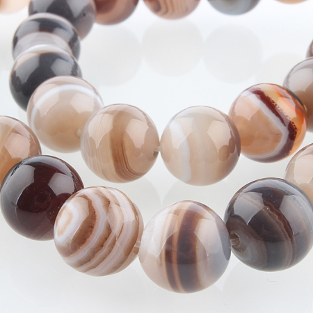 Honeyhandy Dyed & Heated Natural Agate Round Beads Strands, Imitation Botswana Agate, 12mm, Hole: 1mm, about 33pcs/strand, 15.35