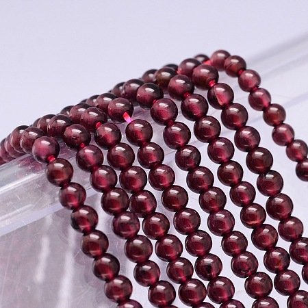 Honeyhandy Mo Chesapeake Import Natural Grade A Garnet Round Beads Strands, 4mm, Hole: 1mm, about 95pcs/strand, 16 inch