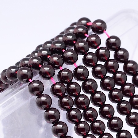 Honeyhandy Mo Chesapeake Import Natural Grade AA Garnet Round Beads Strands, 6mm, Hole: 1mm, about 65pcs/strand, 16 inch