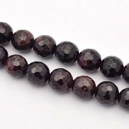 Honeyhandy Natural Garnet Beads Strands, Faceted, Round, 8mm, Hole: 1mm, about 44pcs/strand, 15 inch(38.5cm)