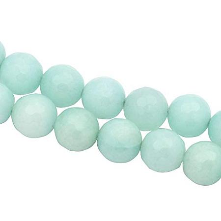 ArriCraft About 46pcs 8mm Amazonite Beads Dyed Faceted Round Beads Medium Aquamarine for Jewelry Making, Hole: 1mm