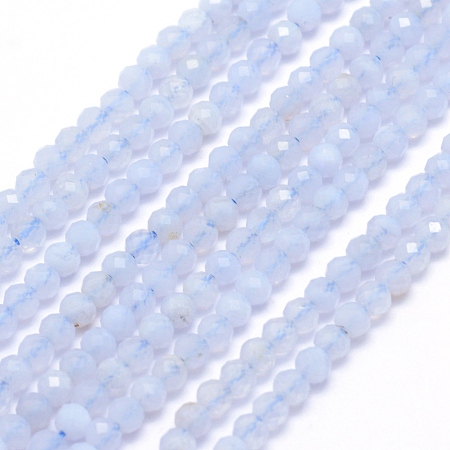 Honeyhandy Natural Blue Lace Agate Beads Strands, Faceted, Round, 2mm, Hole: 0.5mm, about 150pcs/strand, 15.35 inch(39cm)