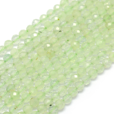 Arricraft Natural Prehnite Beads Strands, Faceted, Round, 4mm, Hole: 1mm; about 90pcs/strand, 15.35 inches(39cm)