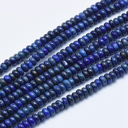 Honeyhandy Natural Lapis Lazuli Beads Strands, Dyed, Rondelle, 4~4.5x2~3mm, Hole: 1mm, about 160pcs/strand, 15.7 inch(40cm)
