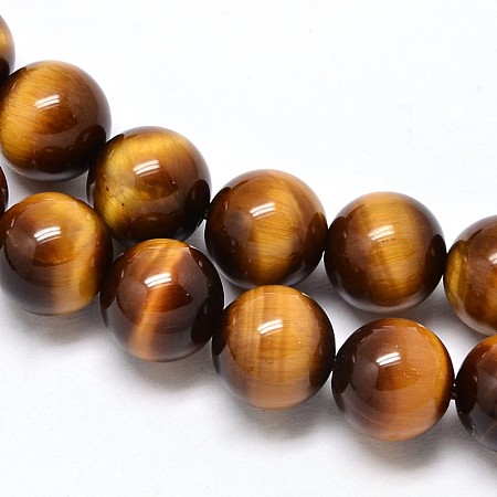 Honeyhandy Natural Tiger Eye Beads Strands, Grade AAA, Round, 6mm, Hole: 1mm, about 66pcs/strand, 15.7 inch